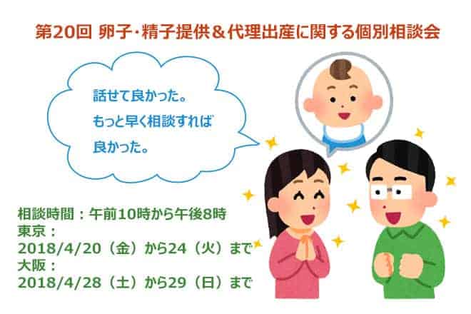 第20回 卵子・精子提供＆代理出産に関する個別相談会開催のお知らせ